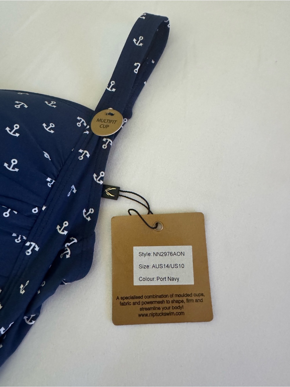 NWT NipTuck one piece swimsuit size 10. Navy blue w/white anchors. Adorable! - Picture 2 of 4